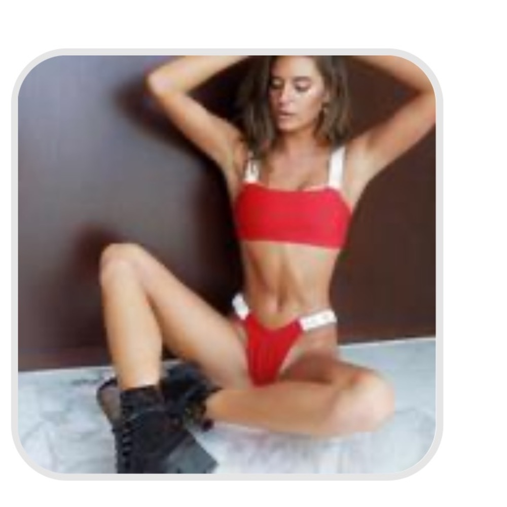 red bikini white buckle